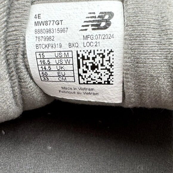 New Balance 877 V1 Walking Shoe Men's Size 15 XWide 4E MW877GT Grey - Picture 2 of 7